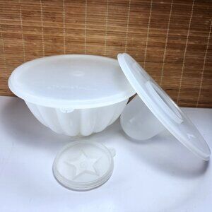 Tupperware Jelly Mold Par T Large Jello or Ice Mold 5 Piece Set Vintage